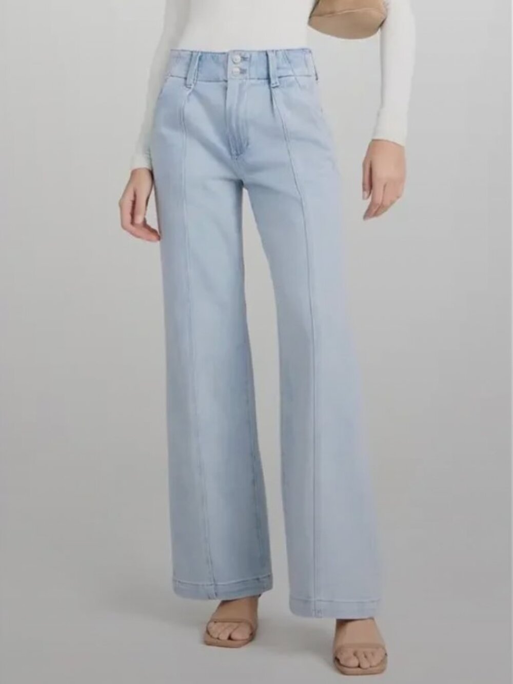 Paige Brooklyn High-Waist Cropped Wide Leg Utility Pants in Denim Size 27